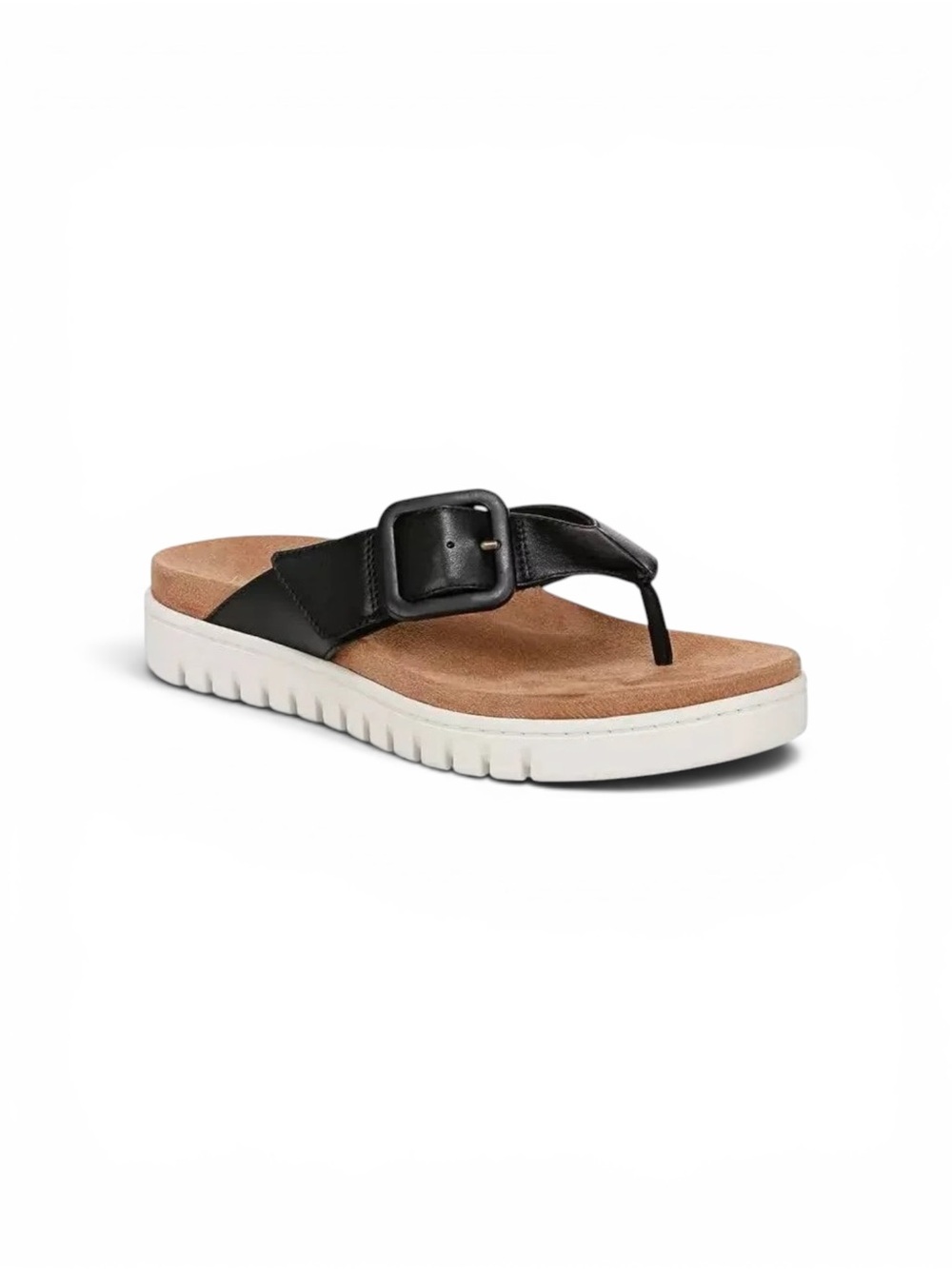 Vionic Uptown Marin Black Leather Toe Post Sandal Blavk Leather Sz 8.5